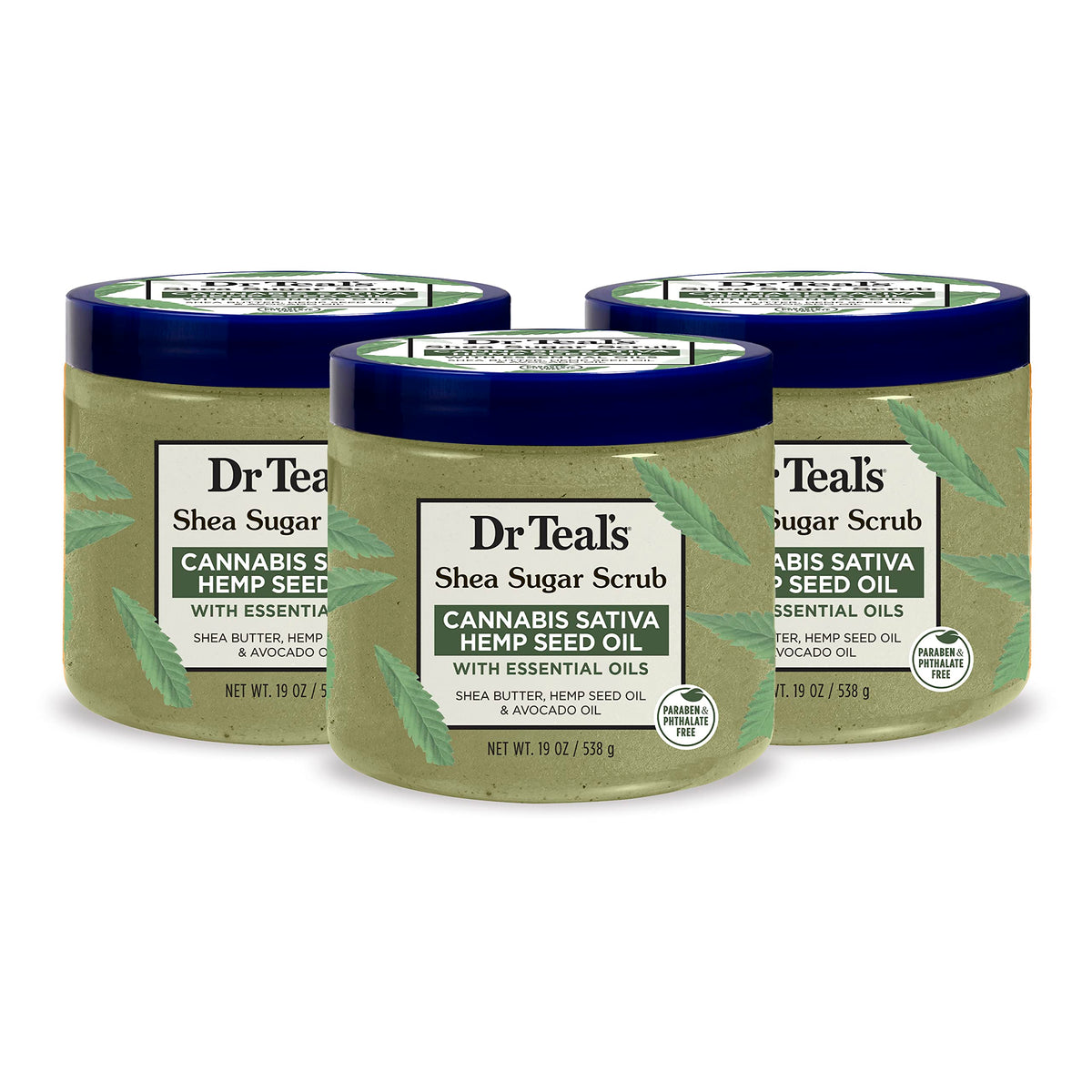 Dr Teal's Shea Sugar Body Scrub, Shea Butter with Almond Oil & Essential Oils, 19 oz (Pack of 3)