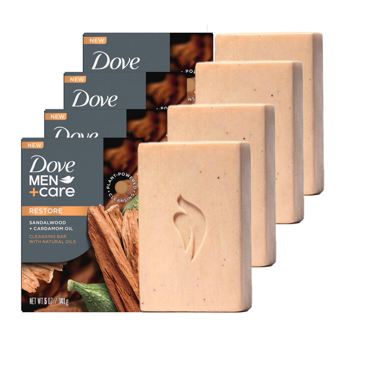 DOVE MEN Cleansing Bar Soap Sandalwood + Cardamom Oil 4 Bars 5 oz