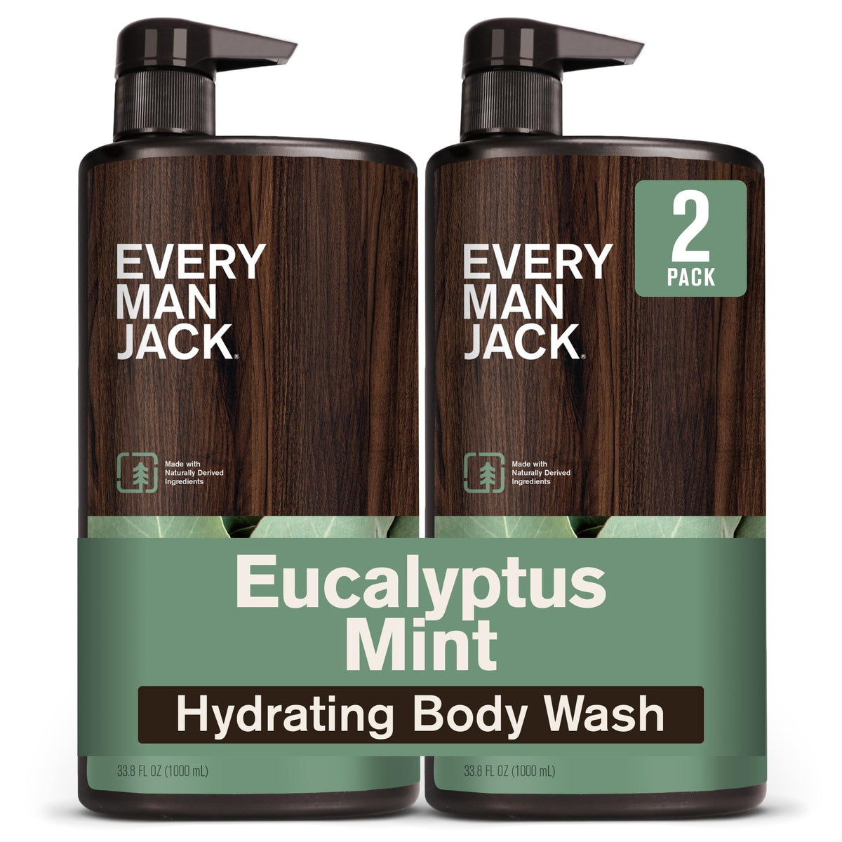 Every Man Jack Hydrating Amber Sandalwood Body Wash for Men, Value 2pk