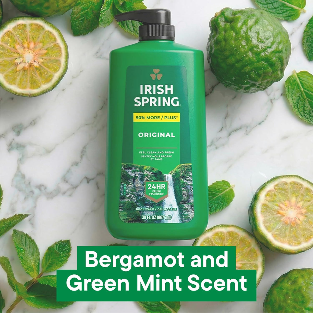 Irish Spring Body Wash for Men, Original Scent, 887 mL