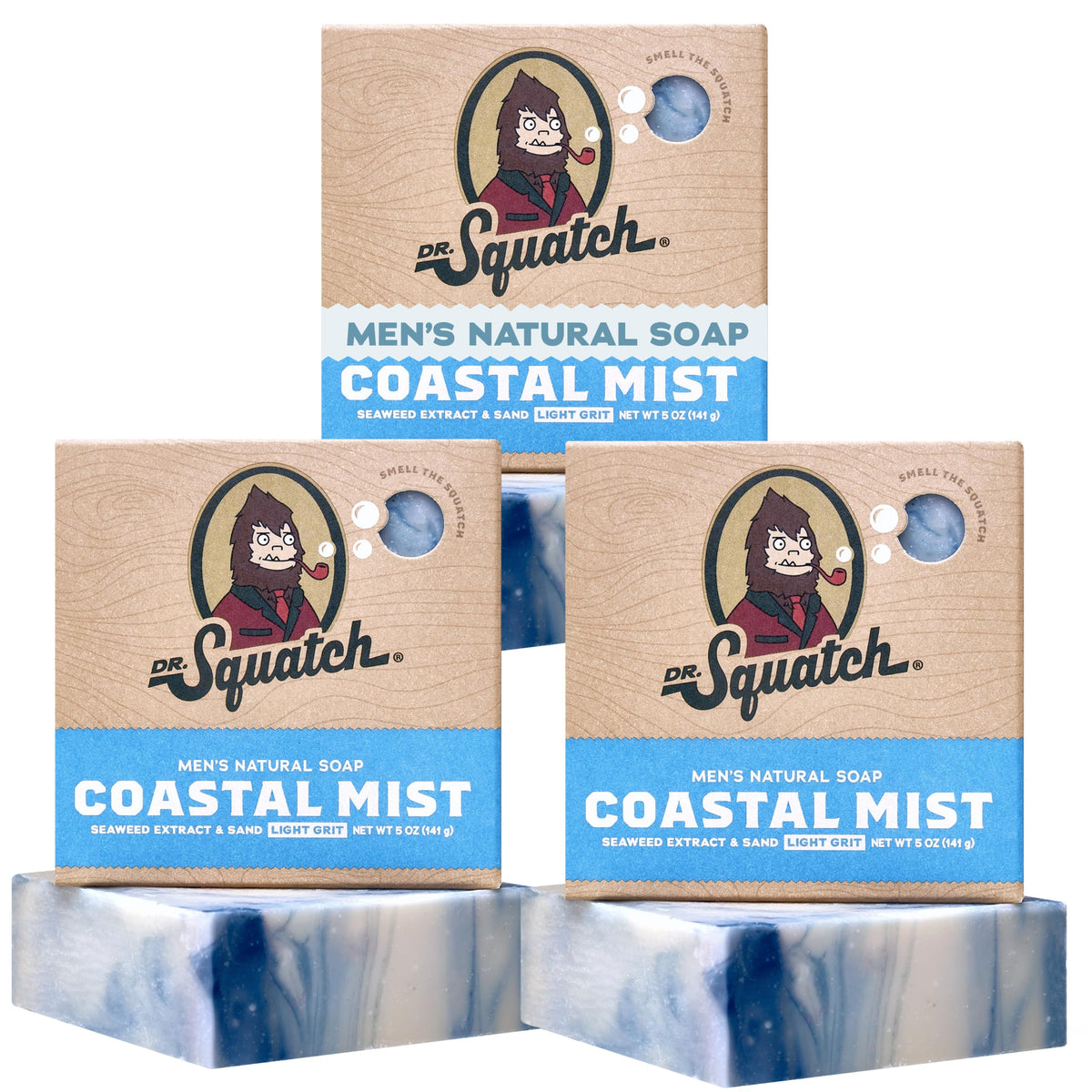 Dr. Squatch Natural Men’s Bar Soap - Cold Process Body Soap Bar with Natural Oils - Gifts for Men - Bay Rum (5 oz, 3-Pack)