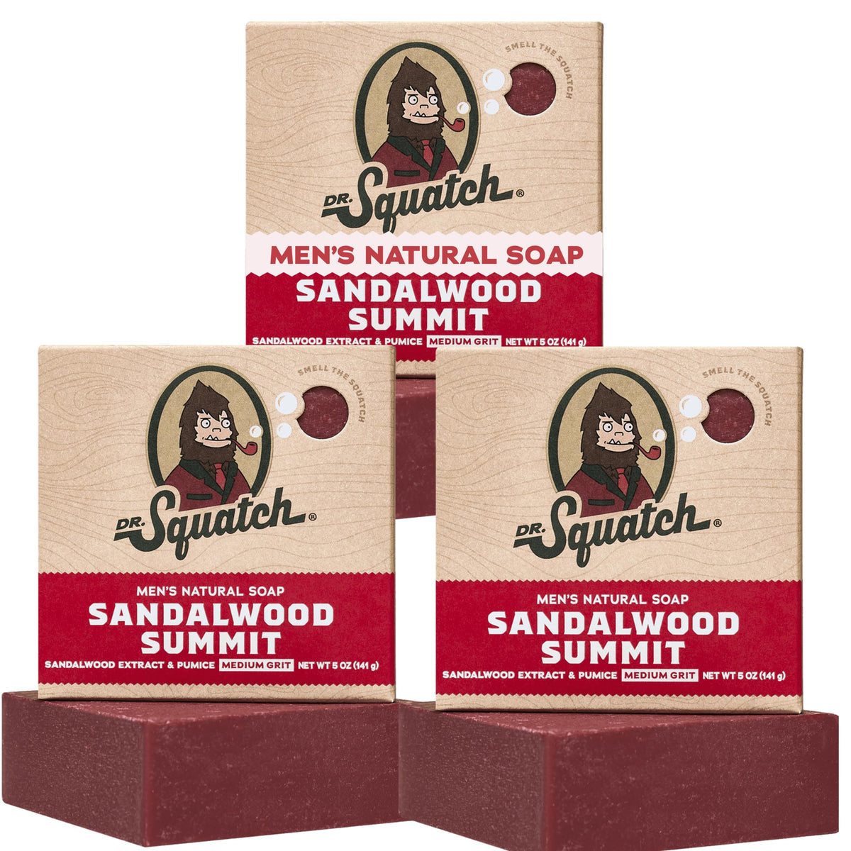 Dr. Squatch Natural Men’s Bar Soap - Cold Process Body Soap Bar with Natural Oils - Gifts for Men - Pine Tar (5 oz, 3-Pack)