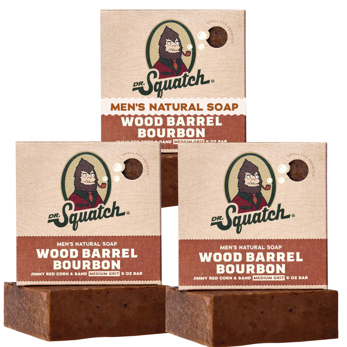 Dr. Squatch Natural Men’s Bar Soap - Cold Process Body Soap Bar with Natural Oils - Gifts for Men - Pine Tar (5 oz, 3-Pack)