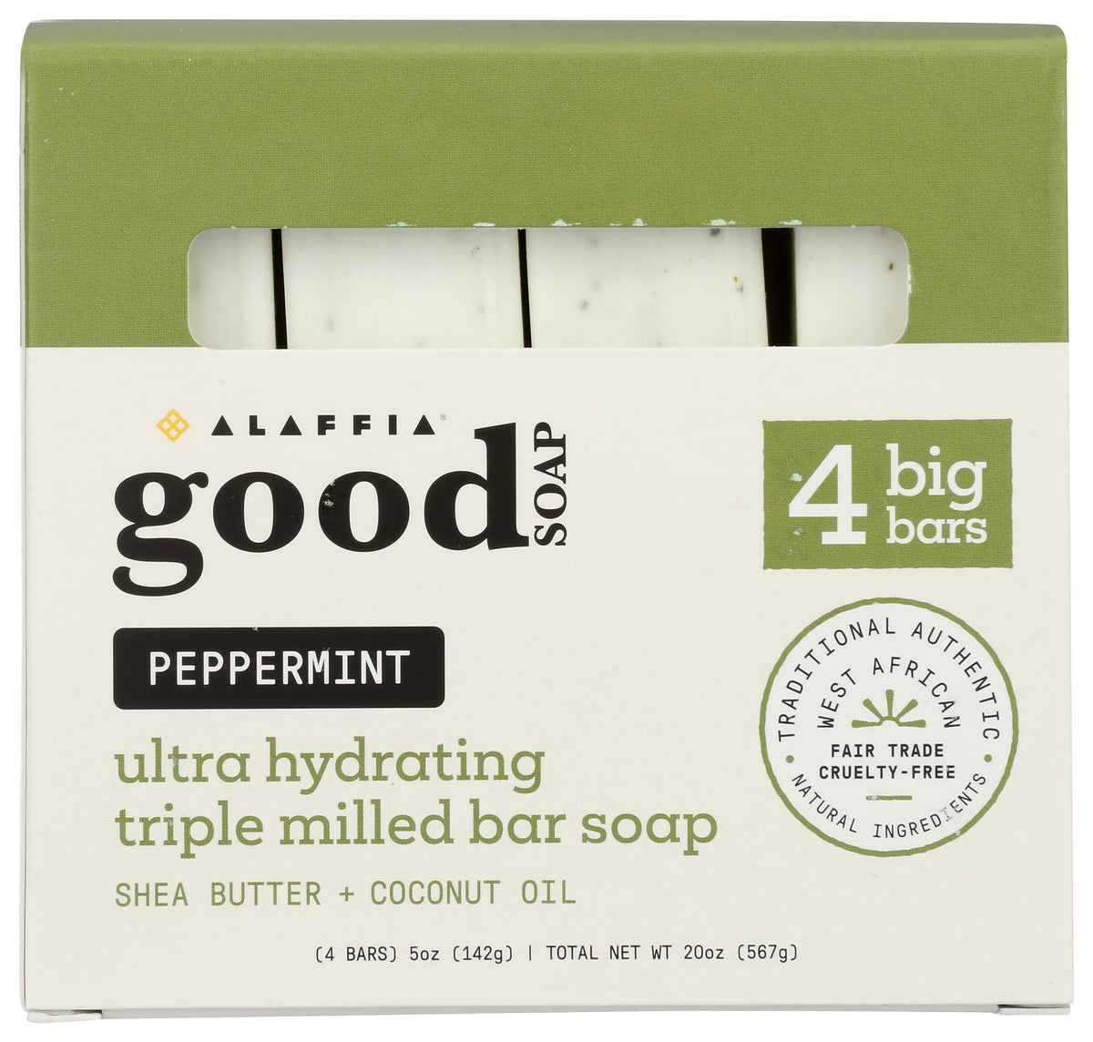 Alaffia, Good Soap Peppermint Value Pack 4 Count, 5 Ounce