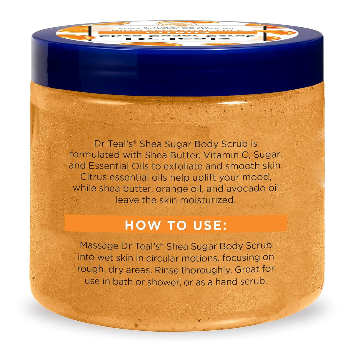 Dr Teal's Shea Sugar Body Scrub, Citrus with Essential Oils & Vitamin C, 19 oz